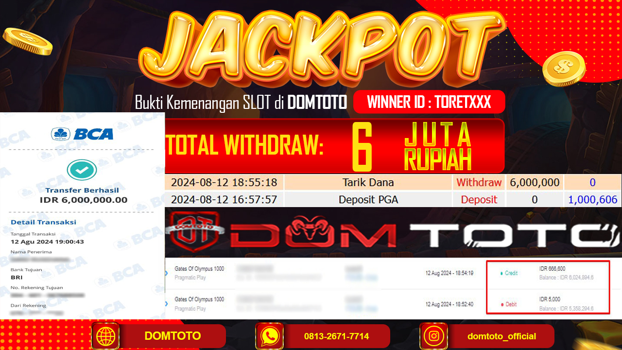 JACKPOT SLOT OLYMPUS 1000 12 AGUSTUS 2024
